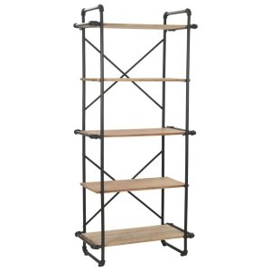 Bookcase Solid Firwood and Steel 80x42x180 cm