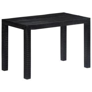 Dining Table Black 118x60x76 cm Solid Mango Wood