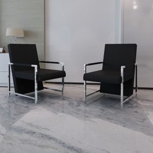 Armchairs 2 pcs with Chrome Frame Faux Leather