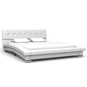 Ansonia Bed Frame White Faux Leather 106x203 cm King Single Size