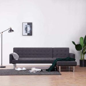 Cosham L-shaped Sofa Bed Dark Grey Polyester