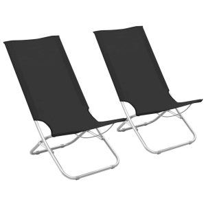 Folding Beach Chairs 2 pcs Fabric