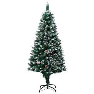 Artificial Christmas Tree with Pine Cones and White Snow