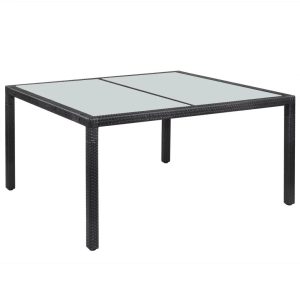 Garden Table Black 150x90x75 cm Poly Rattan