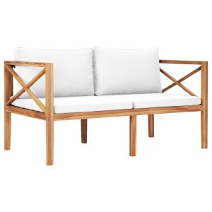 Garden Bench with Cushions Solid Teak Wood