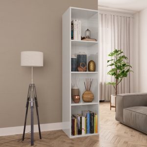Book Cabinet/TV Cabinet High Gloss White 36x30x143 cm Chipboard