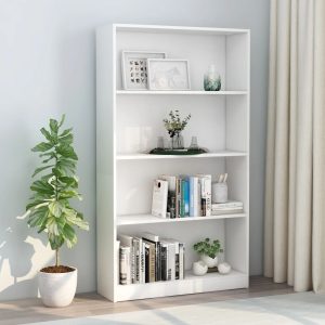 4-Tier Book Cabinet White 80x24x142 cm Chipboard