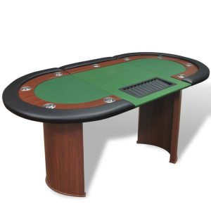 10-Player Poker Table with Dealer Area and Chip Tray