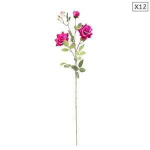12pcs Artificial Silk Flower Fake Rose Bouquet Table Decor Red