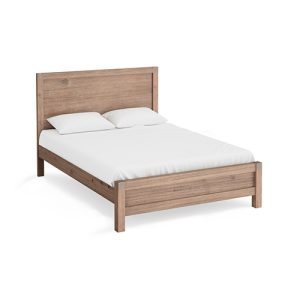 Avon Bed Frame Single Size in Solid Wood Veneered Acacia Bedroom Timber Slat in Oak