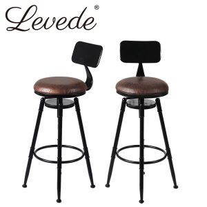 Industrial Bar Stools Kitchen Stool PU Leather Barstools Swivel Chair