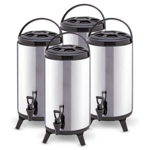 4 x 10L Portable Insulated Cold/Heat Coffee Tea Beer Barrel Brew Pot With Dispenser
