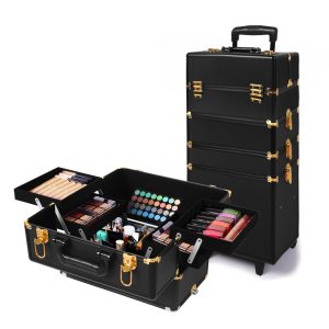 Professional Makeup Case Trolley Travel Organiser Cosmetic Storage Box 7 in 1