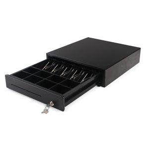 Black Heavy Duty Cash Drawer Electronic 4 Bills 8 Coins Cheque Slot Tray Pos 350