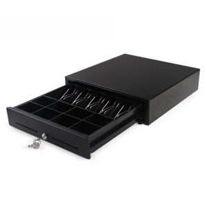 Black Heavy Duty Cash Drawer Electronic 4 Bills 8 Coins Cheque Slot Tray Pos