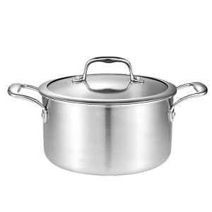 Stainless Steel Soup Pot Stock Cooking Stockpot Heavy Duty Thick Bottom with Glass Lid