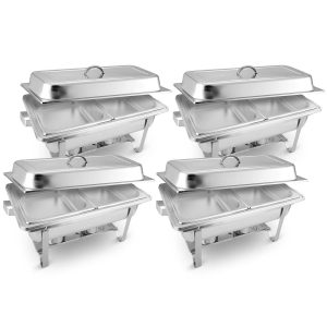 4X Stainless Steel Chafing Food Warmer Catering Dish 2x4.5L Dual Trays