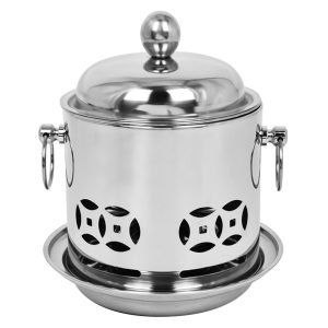 Stainless Steel Mini Asian Buffet Hot Pot Single Person Shabu Alcohol Stove Burner with Lid