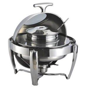 6.5L Stainless Steel Round Soup Tureen Bowl Station Roll Top Buffet Chafing Dish Catering Chafer Food Warmer Server