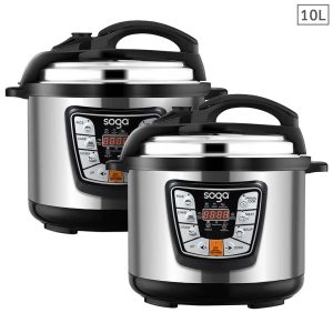 2X Stainless Steel Electric Pressure Cooker 10L Nonstick 1600W