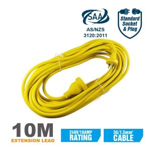 Extension Lead Yellow Heavy Duty 10A/240V