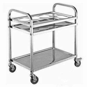 2 Tier Stainless Steel 8 Compartment Kitchen Seasoning Car Service Trolley Condiment Holder Cart Spice Bowl