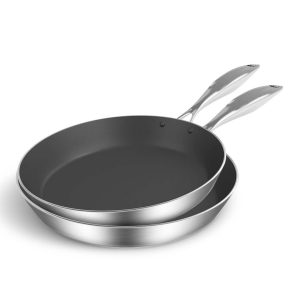Stainless Steel Fry Pan 20cm 30cm Frying Pan Induction Non Stick Interior
