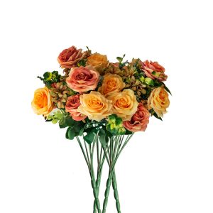 4 Bunch Artificial Silk Rose 11 Heads Flower Fake Bridal Bouquet Table Decor