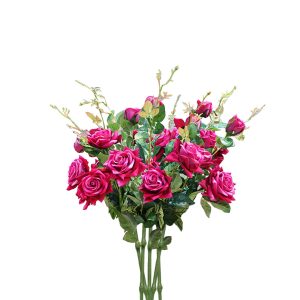 8 Bunch Artificial Silk Rose 5 Heads Flower Fake Bridal Bouquet Table Decor Pink