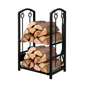 Firewood Rack 4 Fireplace Tools Log Wood Steel Large Holder Storage