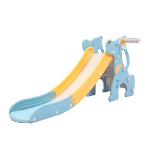 Kids Slide 160cm Extra Long Basketball Hoop Activity Center Toddlers Play Set Blue