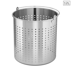 18/10 Stainless Steel Perforated Stockpot Basket Pasta Strainer with Handle