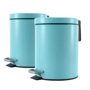 2X 7L Foot Pedal Stainless Steel Rubbish Recycling Garbage Waste Trash Bin Round Blue