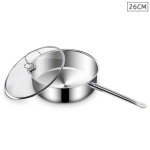 Stainless Steel Saucepan With Lid Induction Cookware Triple Ply Base