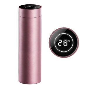 500ML Stainless Steel Smart LCD Thermometer Display Bottle Vacuum Flask Thermos Rose Gold
