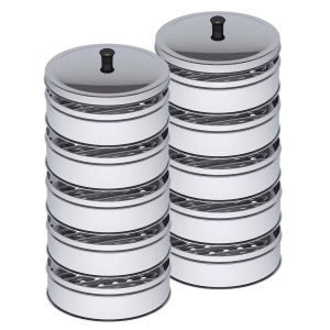 2X 5 Tier Stainless Steel Steamers With Lid Work inside of Basket Pot Steamers 22cm