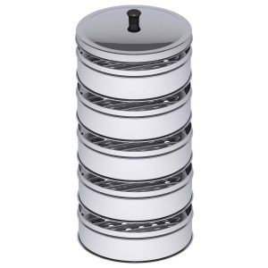 5 Tier 28cm Stainless Steel Steamers With Lid Work inside of Basket Pot Steamers
