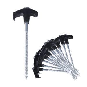 Tent Pegs Heavy Duty Screw Steel In Ground Camping Stakes Outdoor Canopy