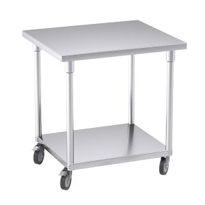 Commercial Catering Kitchen Stainless Steel Prep Work Bench Table with Wheels