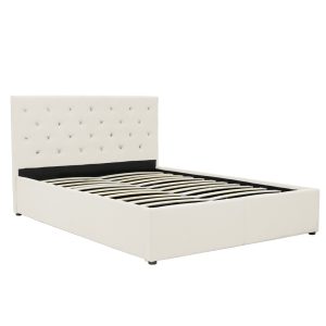 Altamont Double Fabric Gas Lift Bed Frame with Headboard - Beige