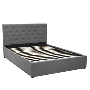 Altamont Double Fabric Gas Lift Bed Frame with Headboard - Dark Grey