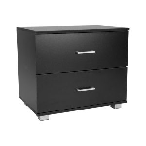 Bay Bedside Table with Drawers MDF Wood - Black