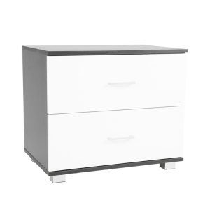 Nampa Bedside Table with Drawers MDF - Black White