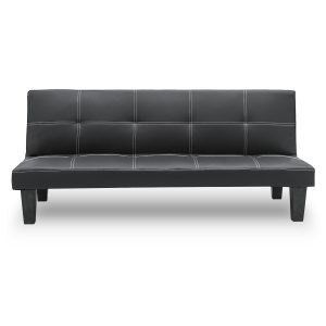 Cynwyd 2 Seater Modular Faux Leather Fabric Sofa Bed Couch - Black