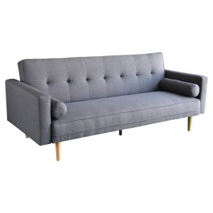 Padiham 3 Seater Linen Sofa Bed Couch with Pillows