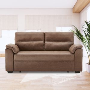Carpinteria Distressed Fabric Sofa Bed Couch Lounge - Brown