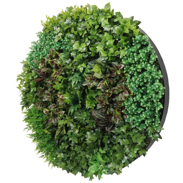 Artificial Green Wall Disk Art 150cm – Dense Green Sensation – Black Frame