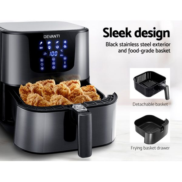 Air Fryer 7L LCD Fryers Oven Airfryer Kitchen Healthy Cooker Stainless Steel
