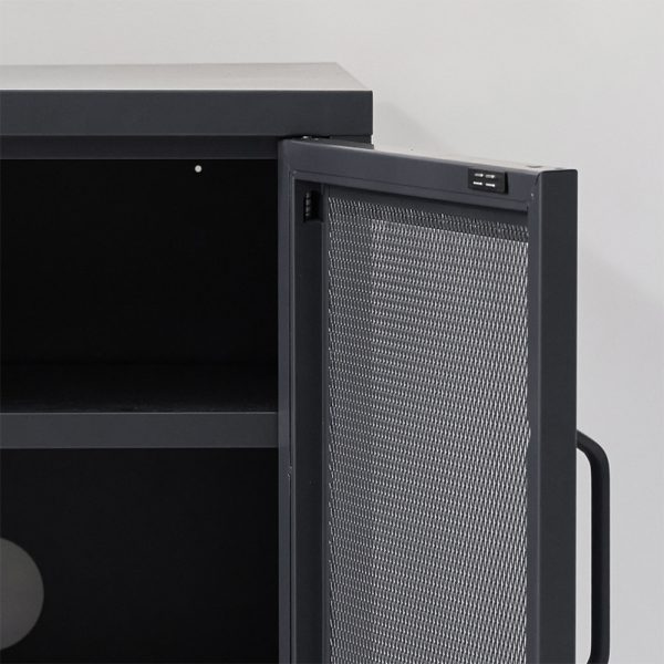 Mini Mesh Door Storage Cabinet Organizer Bedside Table Black