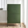 Double Storage Cabinet Shelf Organizer Bedroom Green